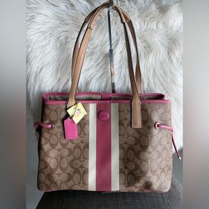 Coach Pink and Brown Tote Bag